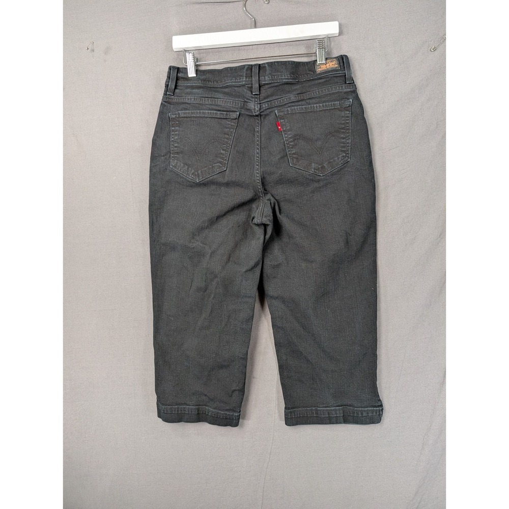 Levi's 512 Perfectly Slimming Capri Jeans Womens 14 Black Denim‎ Stretch 6379